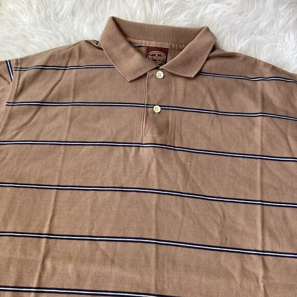 Vintage Cross Creek Shirt Sz XL Brown Striped Polo Made In USA Outdoors Casual - Picture 2 of 4